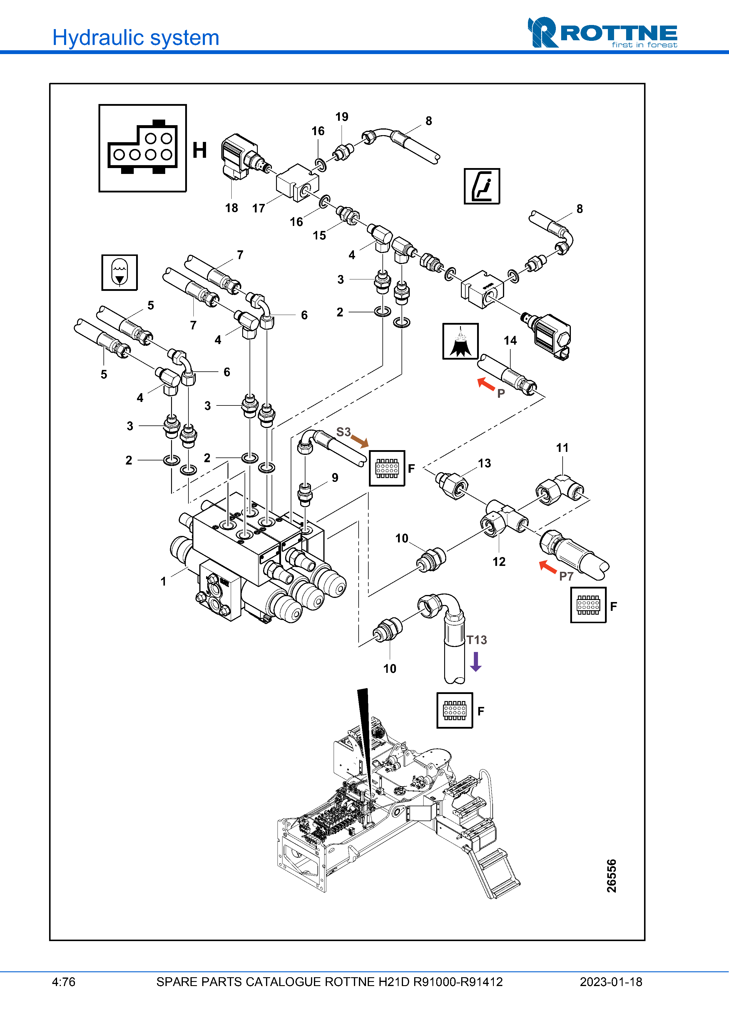 Соединения, клапан кабины "H", R91104-