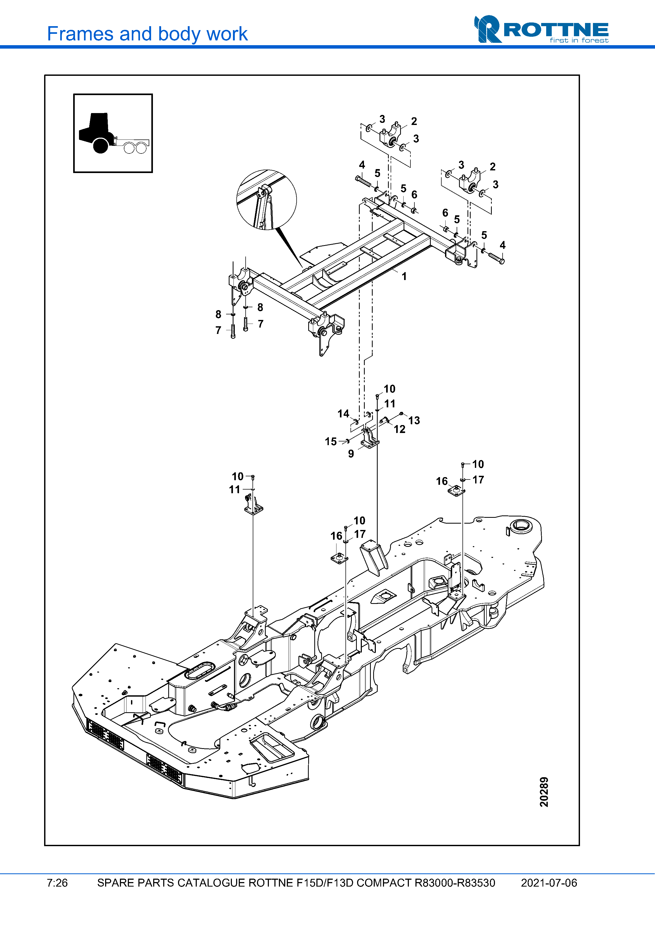Подвеска кабины, фиксированная кабина (F15D/F13D COMPACT R83000–R83530, 2021-07-06, 722358)