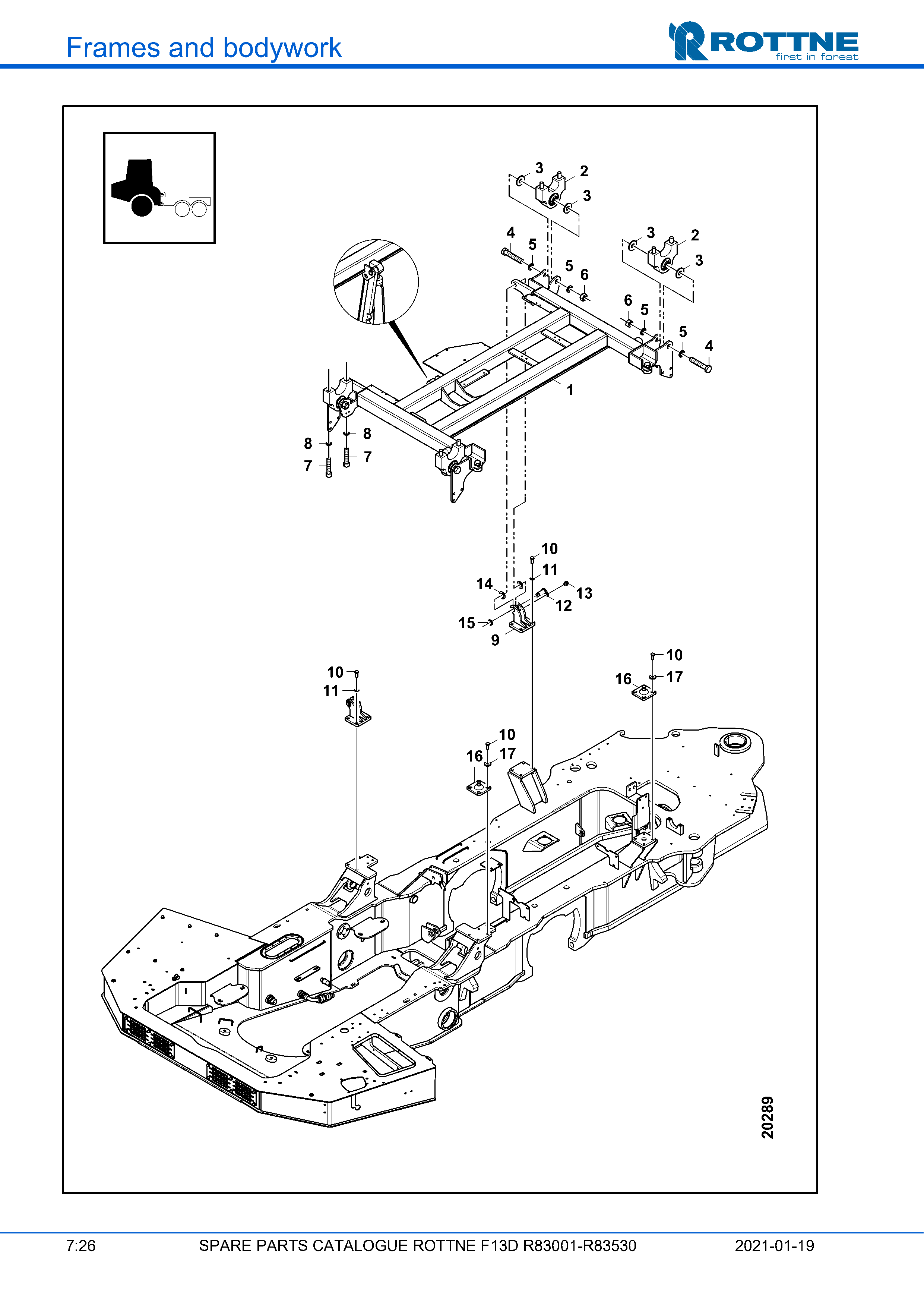 Подвеска кабины, фиксированная кабина (F13D R83001–R83530, 2021-01-19)