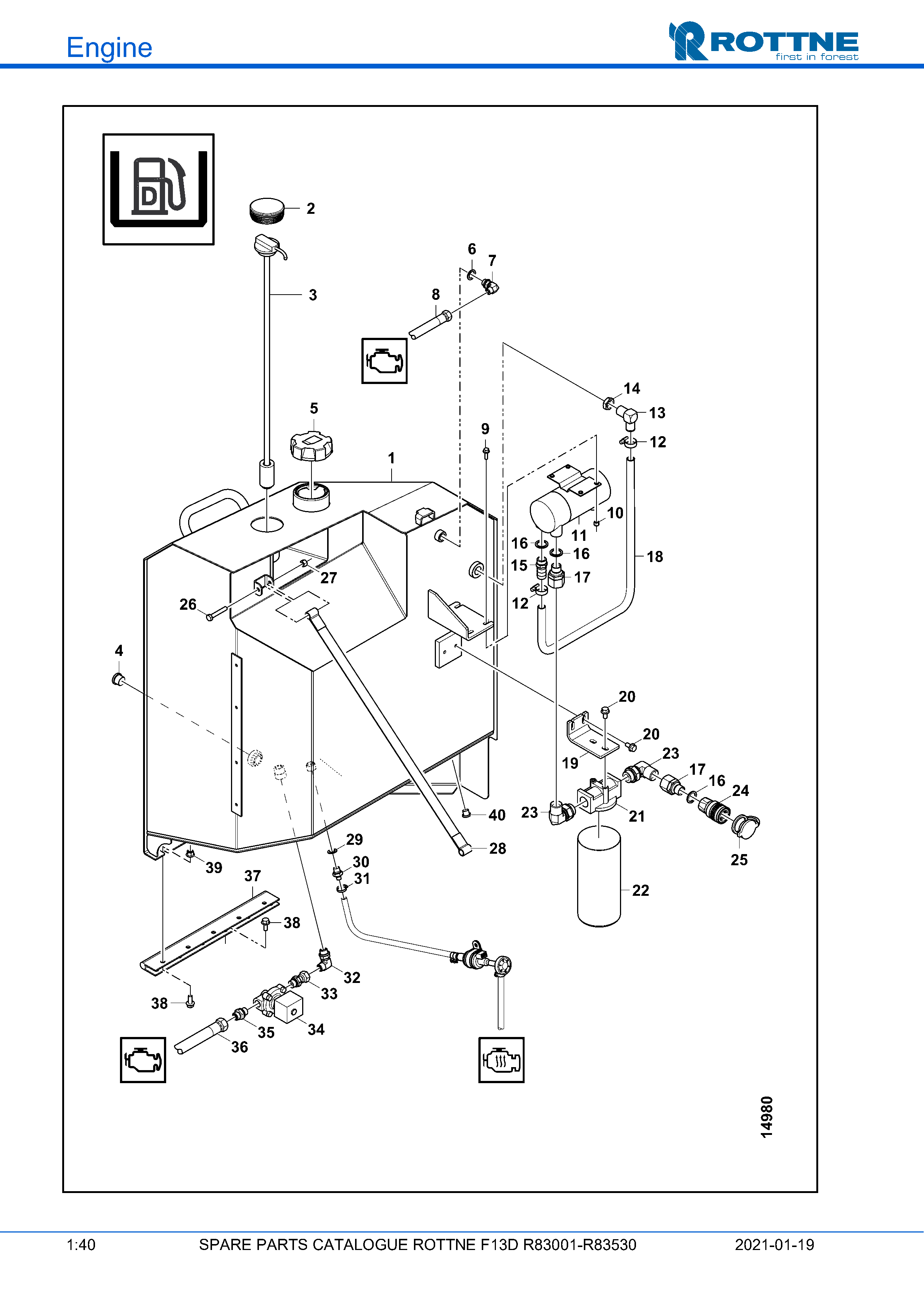 Топливный бак с заправочным насосом (F13D R83001–R83530, 2021-01-19)