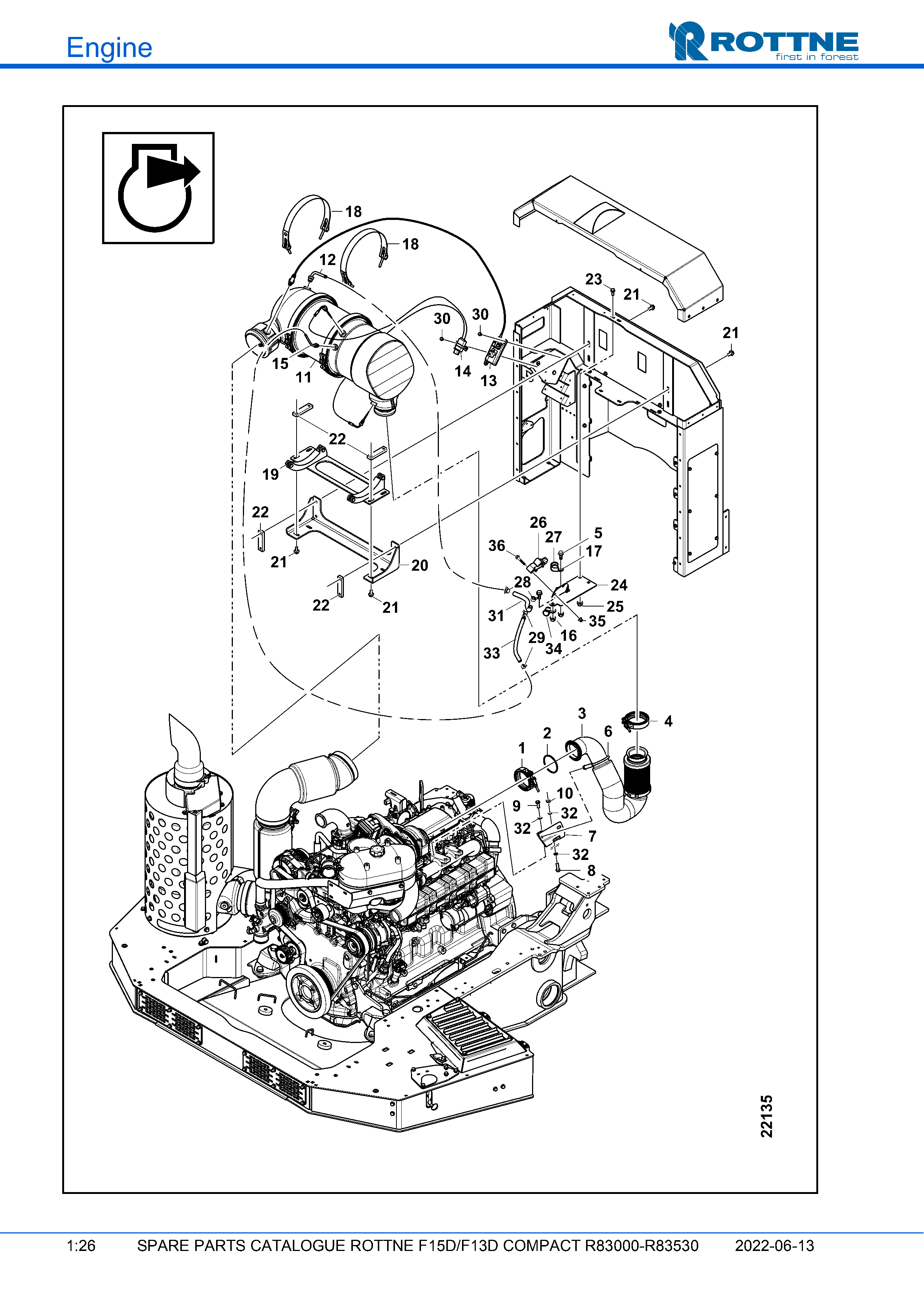Сажевый фильтр (DPF), R83301- (F15D/F13D COMPACT R83000–R83530, 2022-06-13)