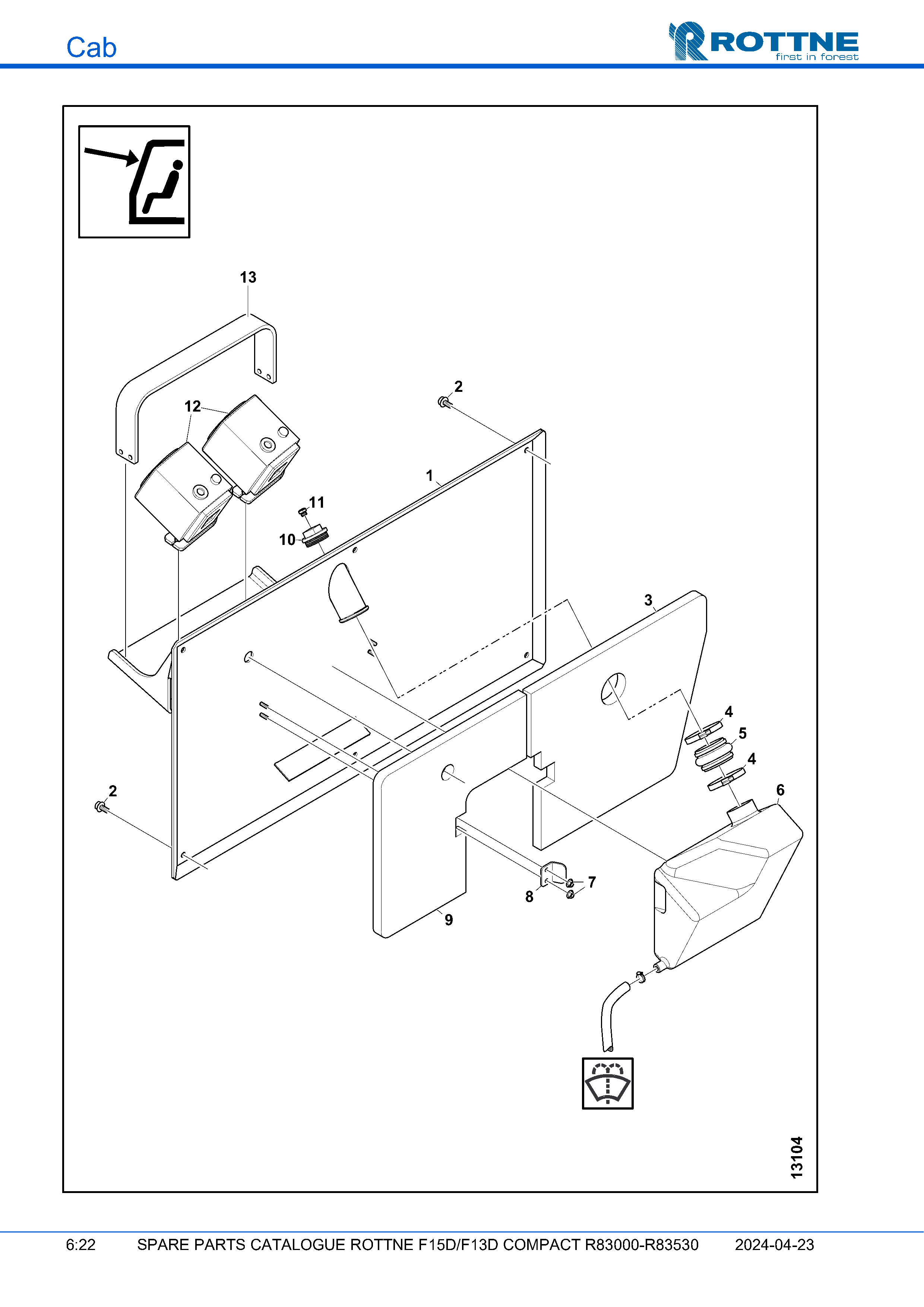 Сервисный люк, левая сторона (F15D/F13D COMPACT R83000–R83530, 2024-04-23)