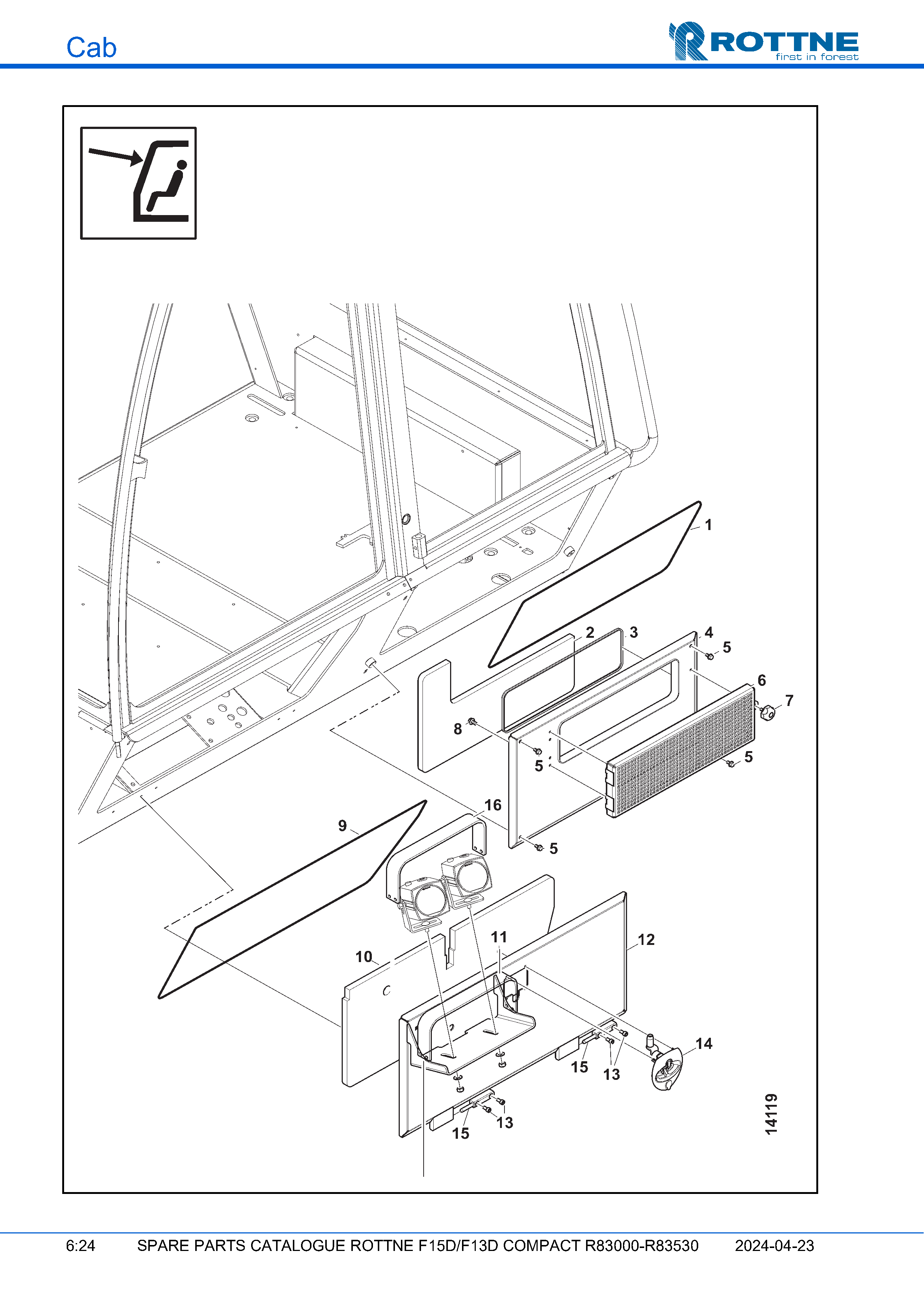 Сервисный люк, правая сторона (F15D/F13D COMPACT R83000–R83530, 2024-04-23)