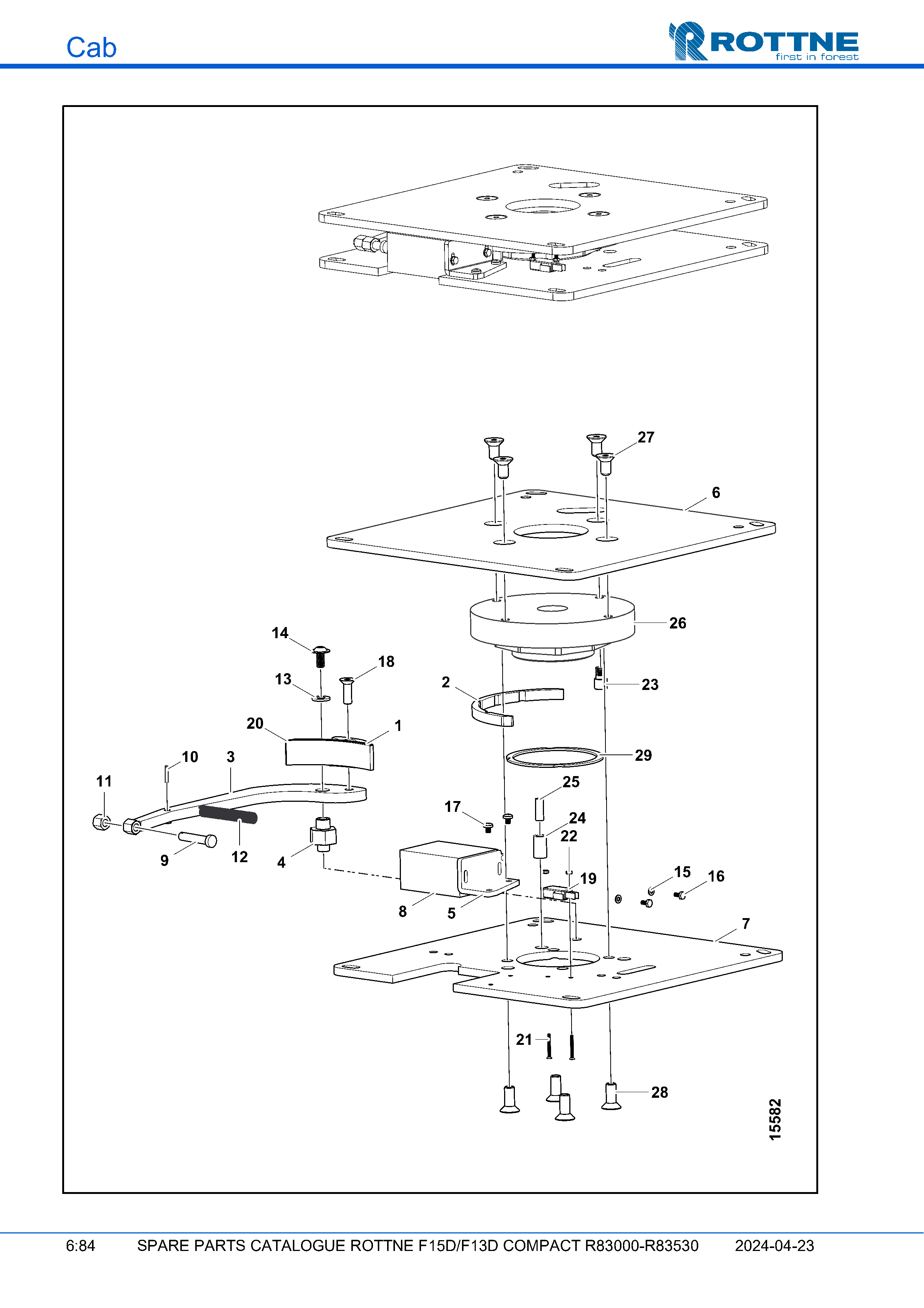 Поворотная платформа, сиденье EV97 Rottne (F15D/F13D COMPACT R83000–R83530, 2024-04-23)