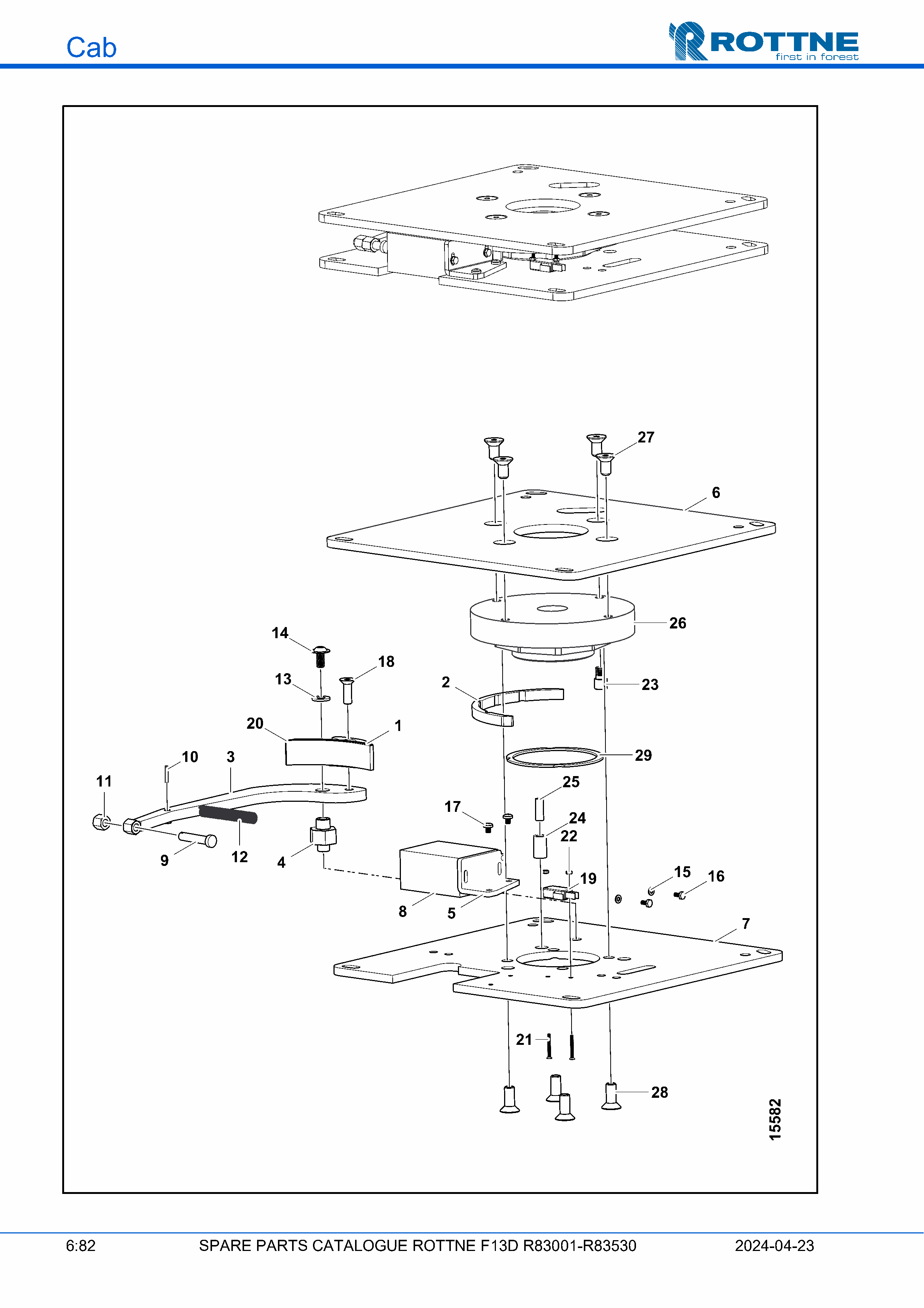 Поворотная платформа, сиденье EV97 Rottne (F13D R83001–R83530, 2024-04-23)