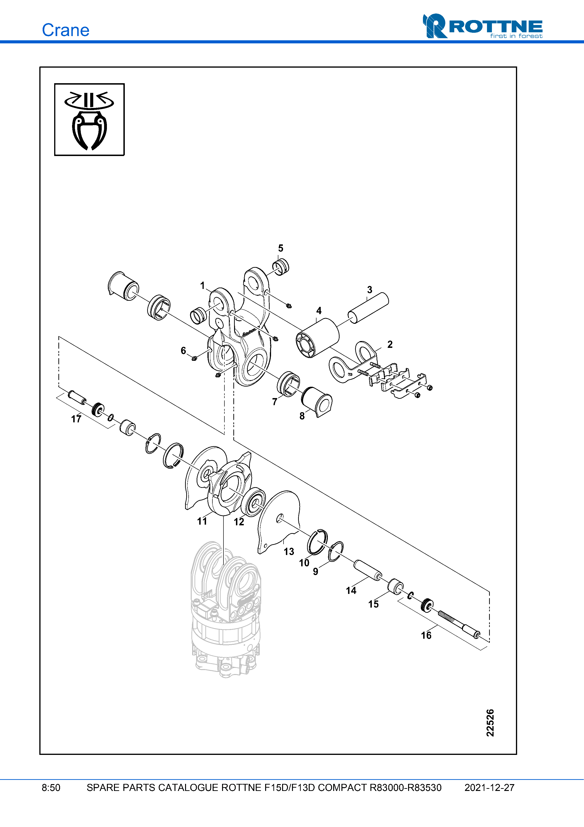 Демпфер качения для ротатора G121 (F15D/F13D COMPACT R83000–R83530, 2021-12-27)