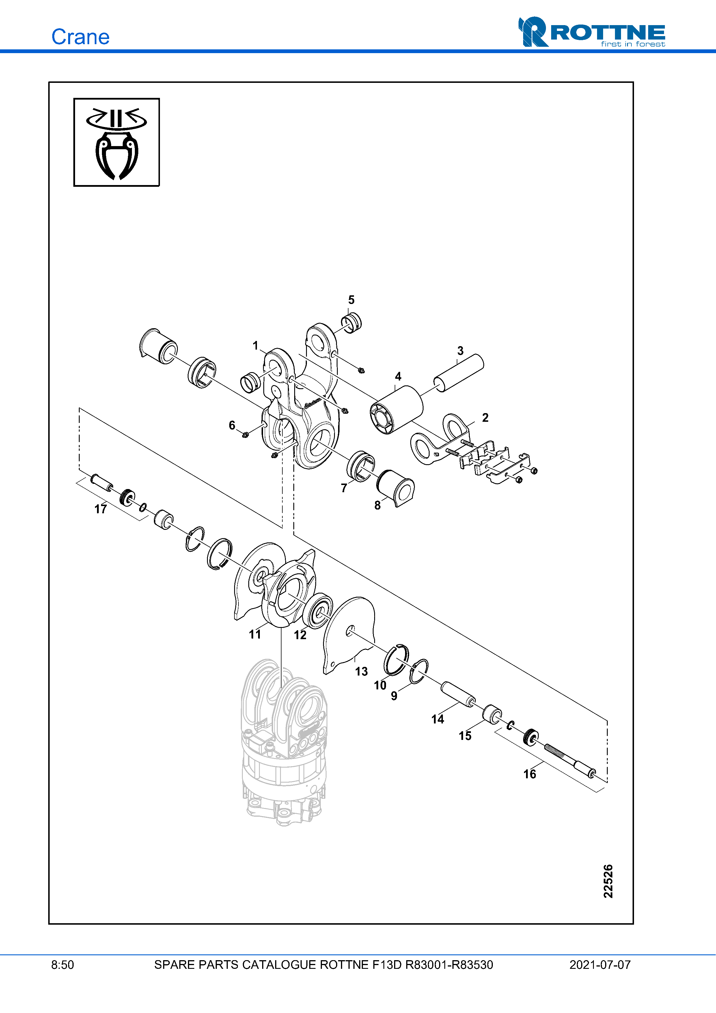 Демпфер качения для ротатора G121 (F13D R83001–R83530, 2021-07-07)