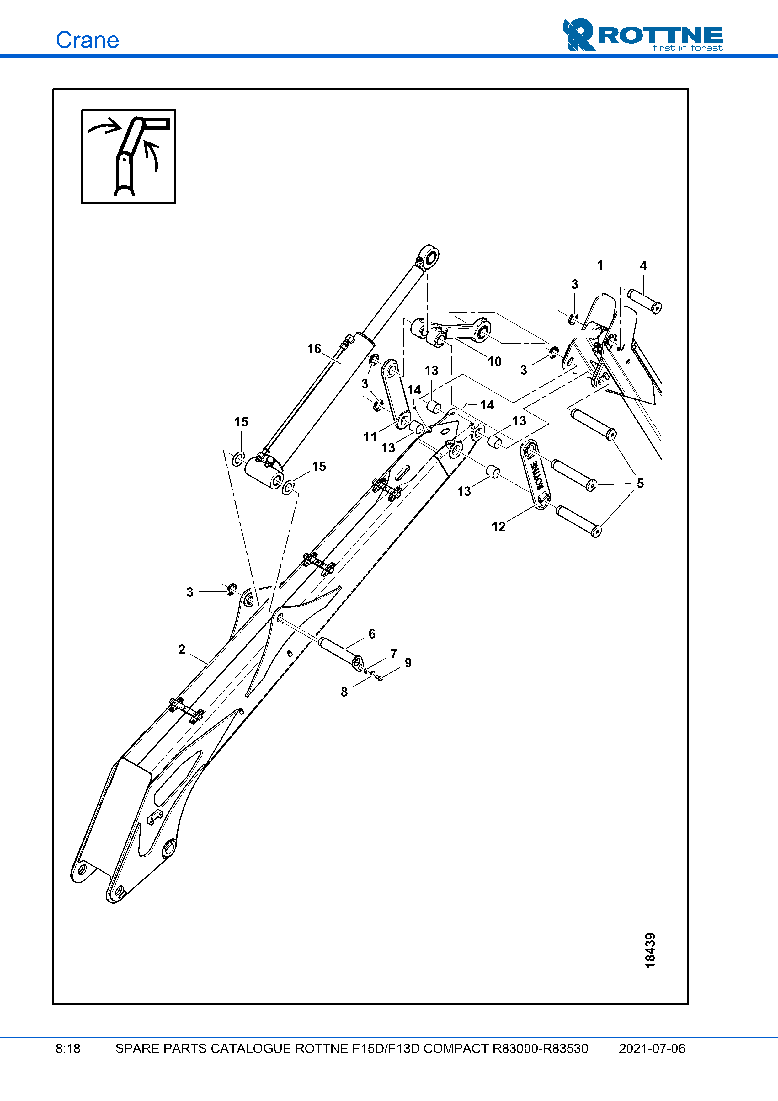 Подъёмная стрела для удлинителя 1,4 м (F15D/F13D COMPACT R83000–R83530, 2021-07-06)
