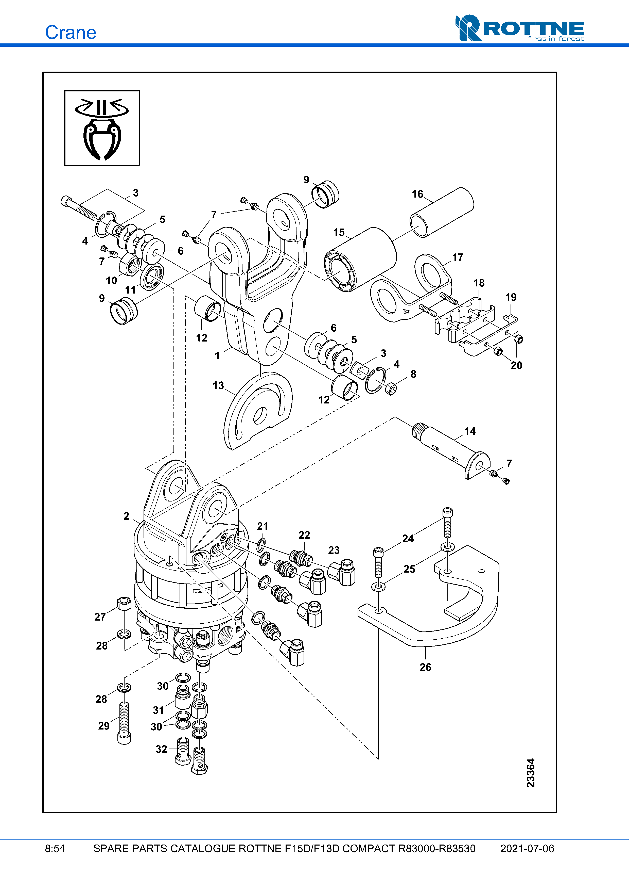 Демпфер качения и ротатор, 80-184 HD и GV 12 LS (F15D/F13D COMPACT R83000–R83530, 2021-07-06)