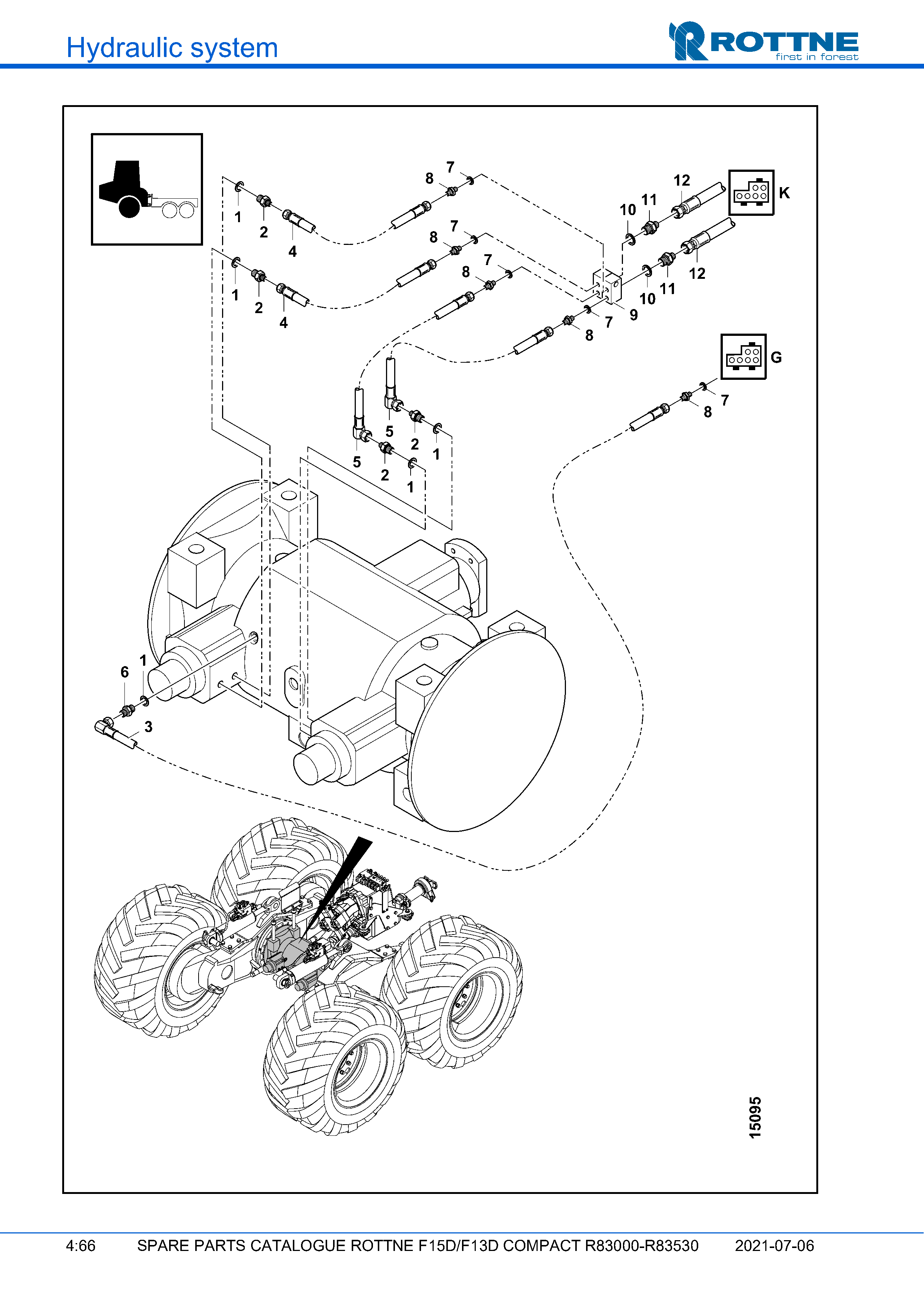 Тормоз и дифференциал, соединения (F15D/F13D COMPACT R83000–R83530, 2021-07-06, 722382)
