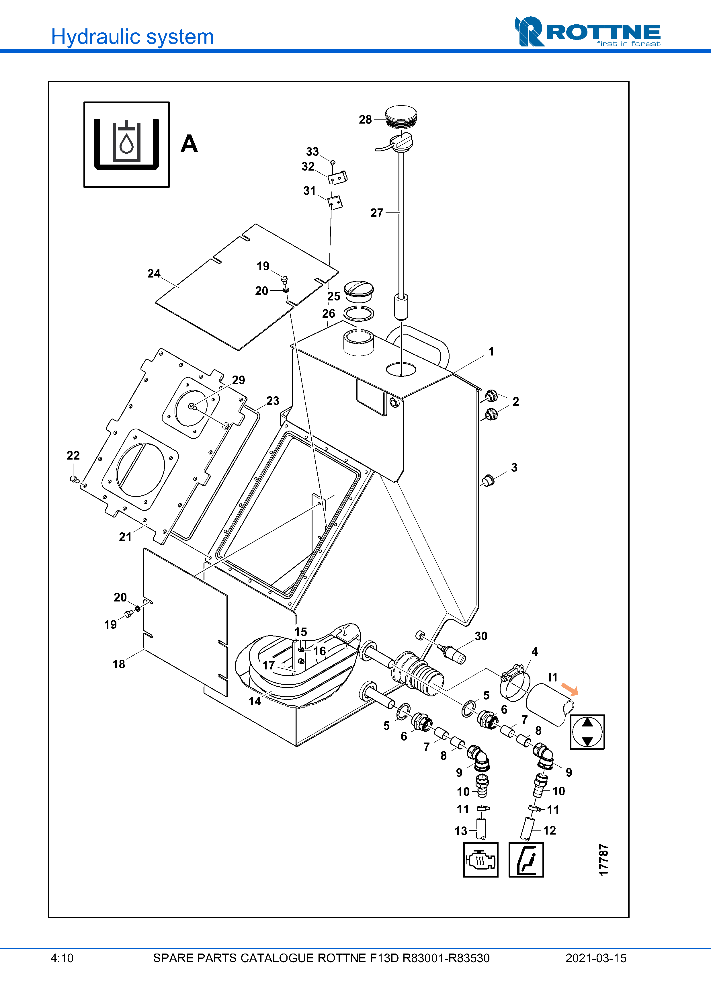 Гидравлический масляный бак "A" (F13D R83001–R83530, 2021-03-15)