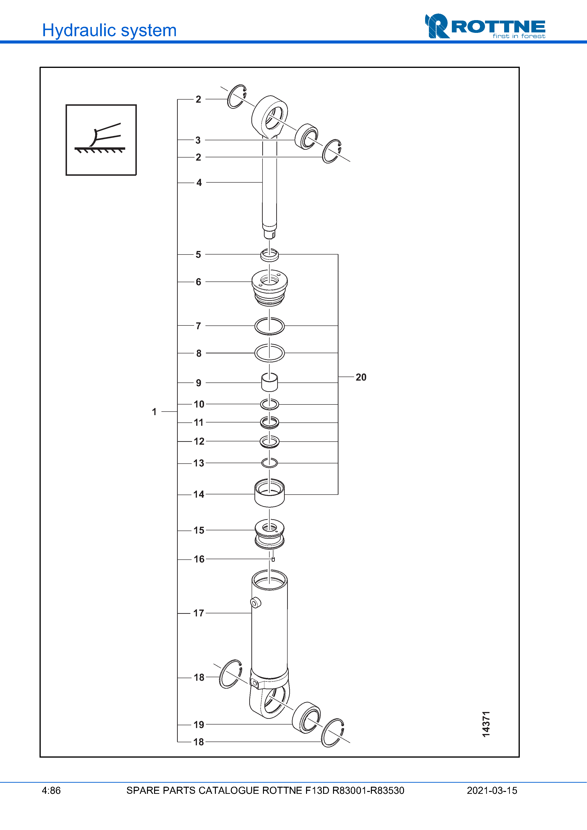 Бульдозерный отвал, цилиндр (F13D R83001–R83530, 2021-03-15)