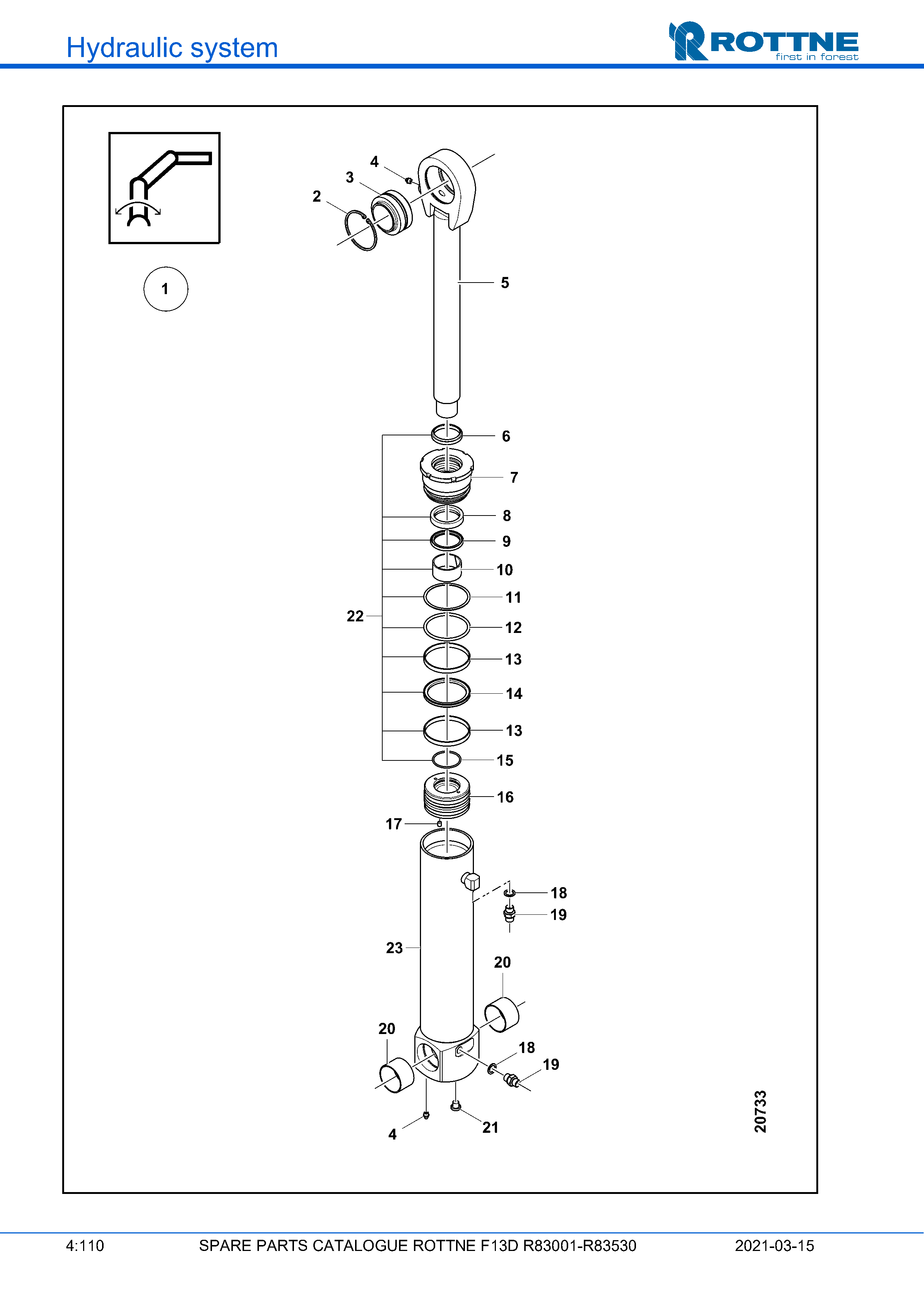 Наклон манипулятора, цилиндр (F13D R83001–R83530, 2021-03-15)