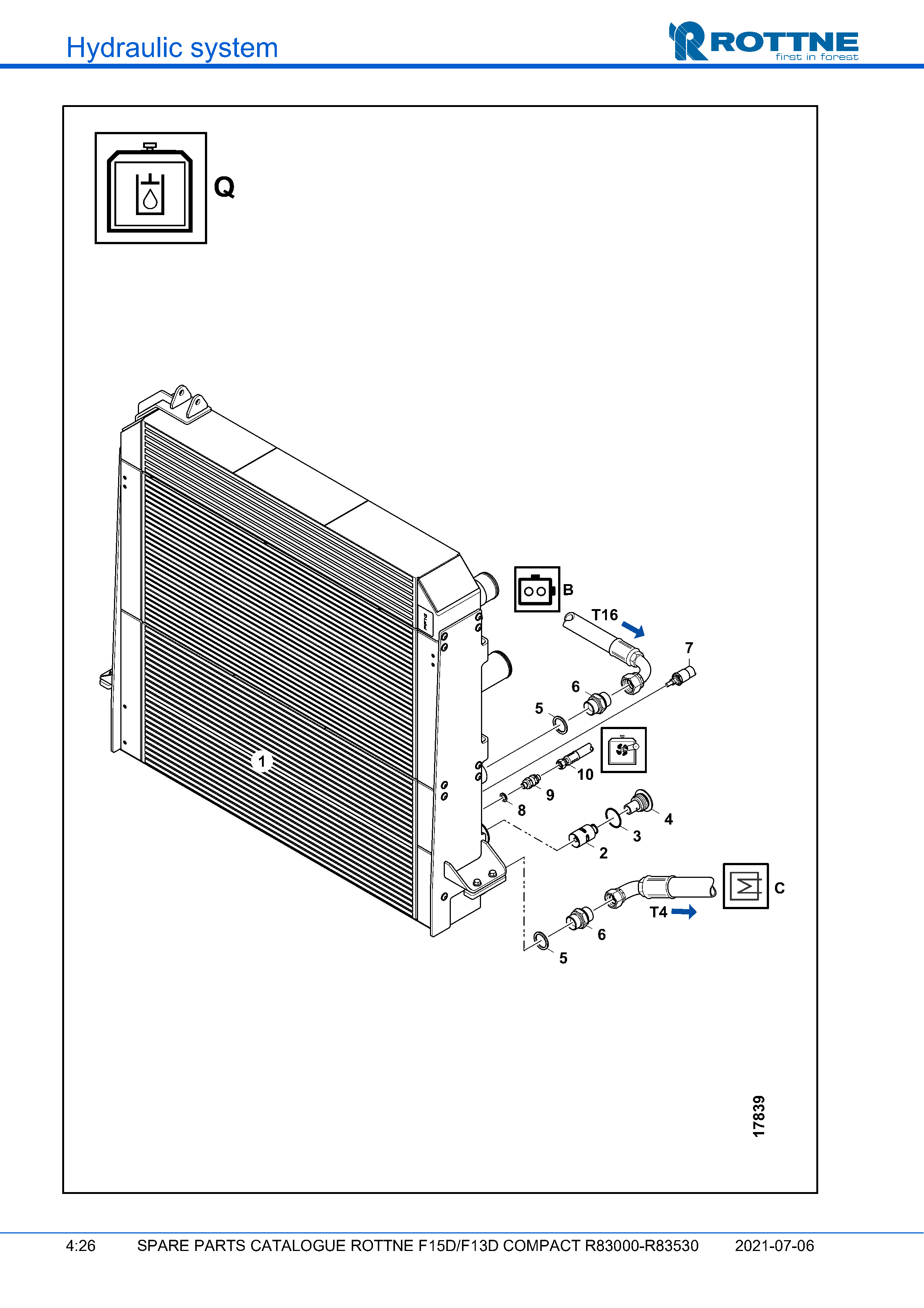 Охлаждение, гидравлика (F15D/F13D COMPACT R83000–R83530, 2021-07-06, 722384)