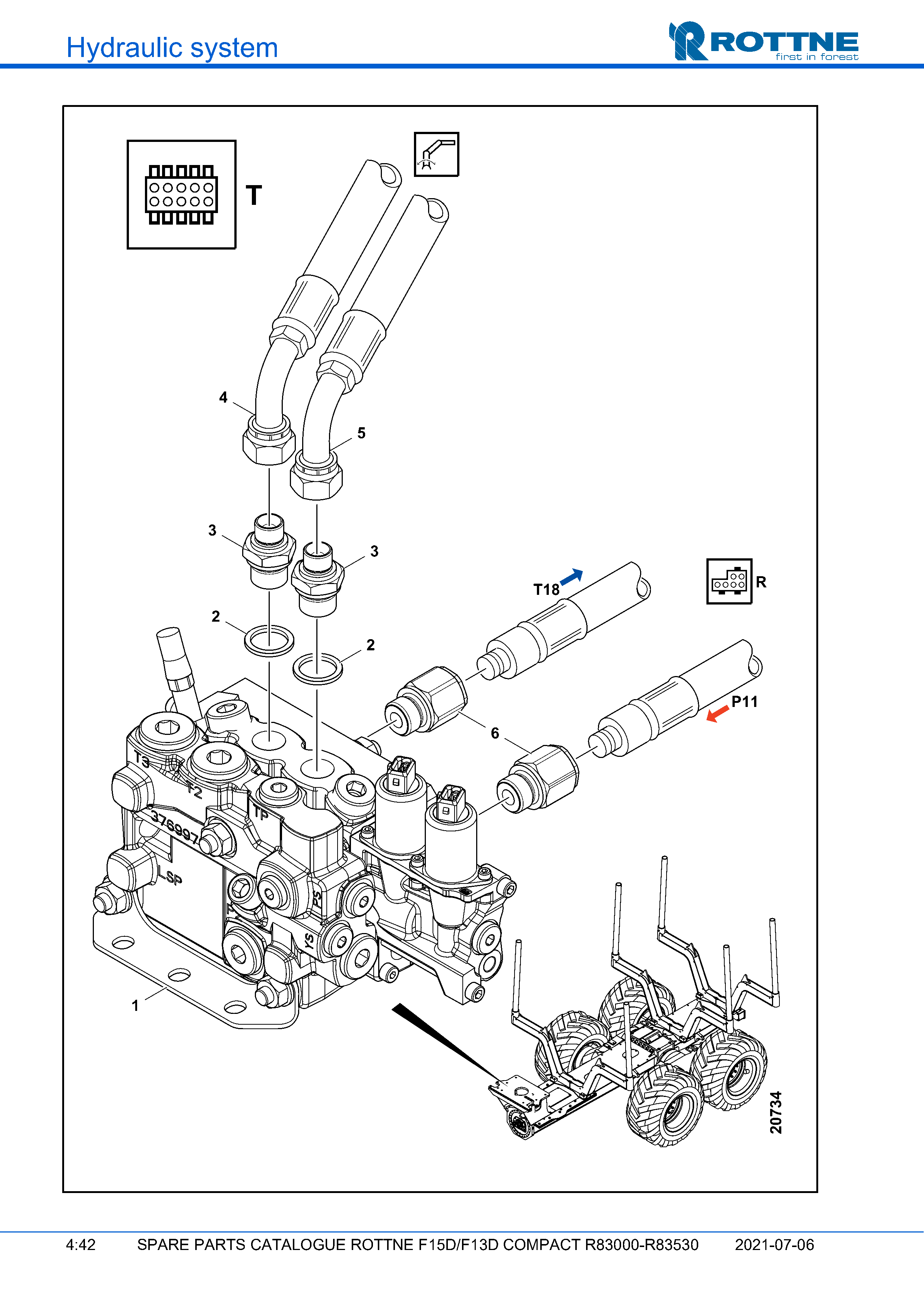 Наклон манипулятора (L90LS) "T", машины с наклоном (F15D/F13D COMPACT R83000–R83530, 2021-07-06, 722384)