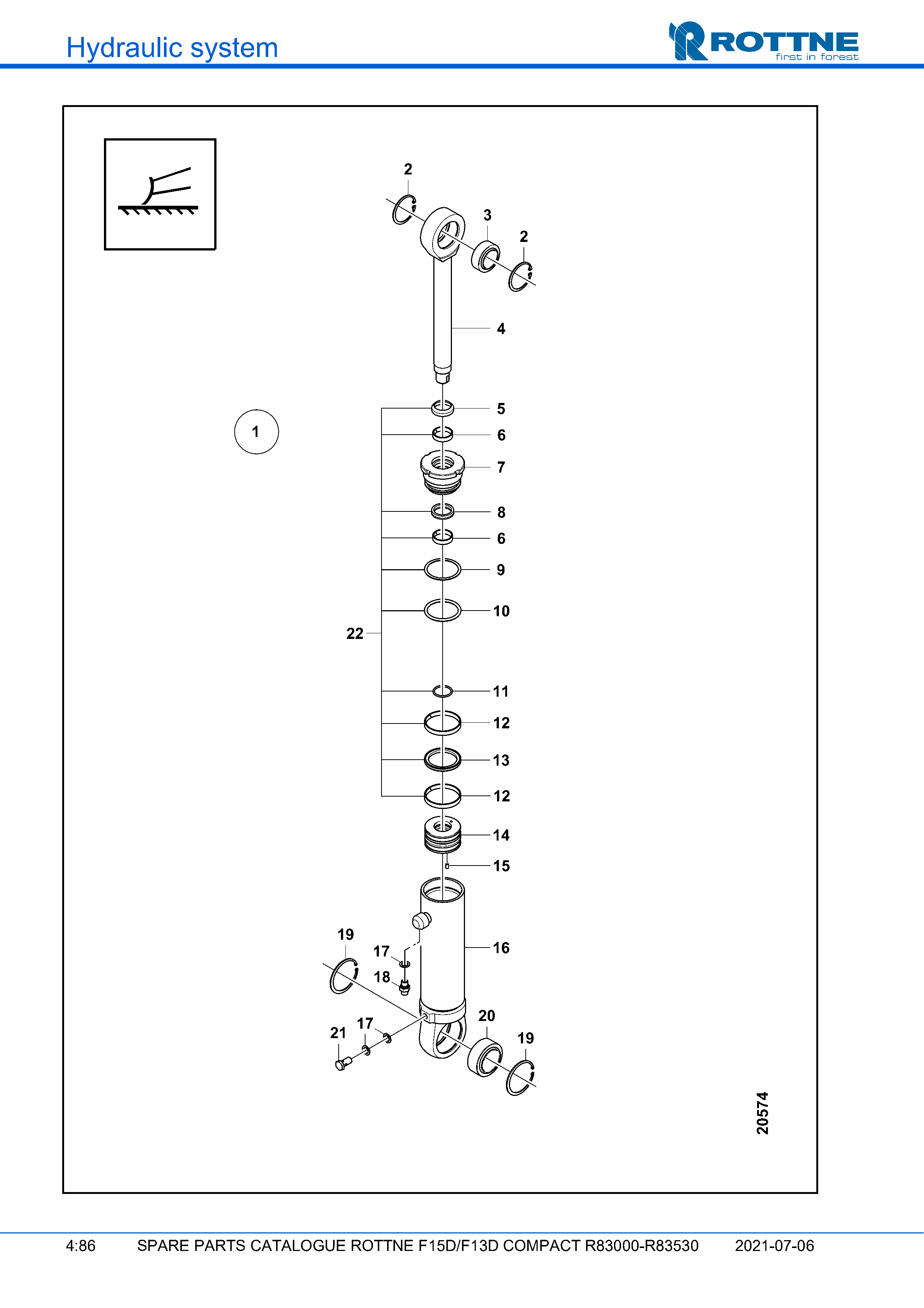 Бульдозерный отвал, цилиндр (F15D/F13D COMPACT R83000–R83530, 2021-07-06, 722384)