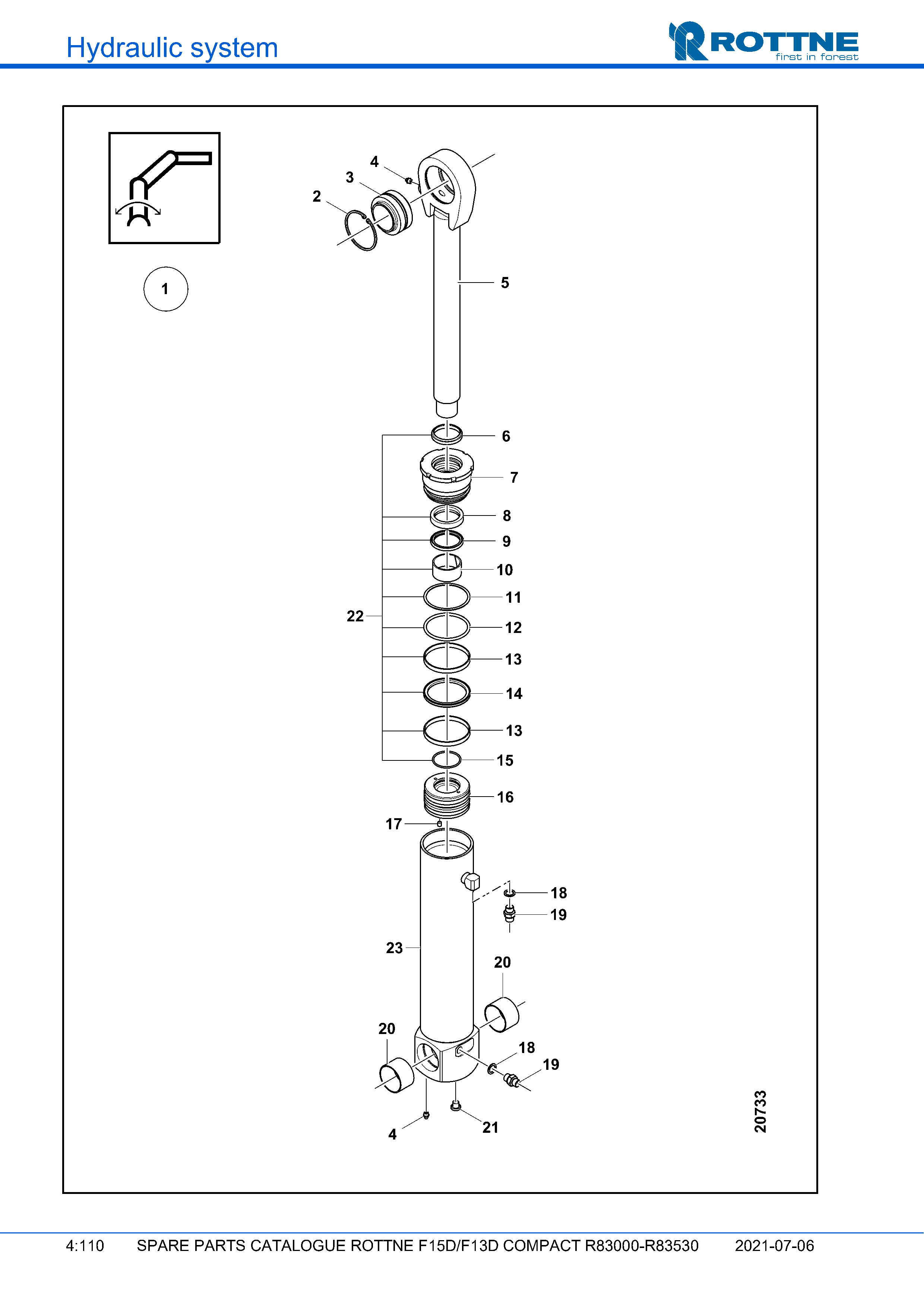 Наклон манипулятора, цилиндр (F15D/F13D COMPACT R83000–R83530, 2021-07-06, 722384)