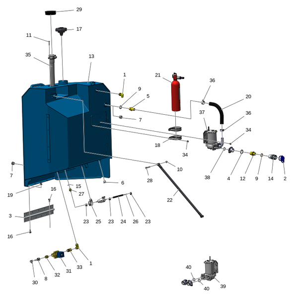 Топливный бак и насос для заправки