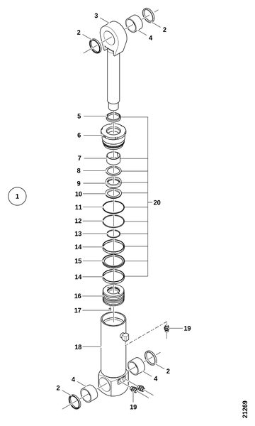 Гидроцилиндр, центральная стабилизация