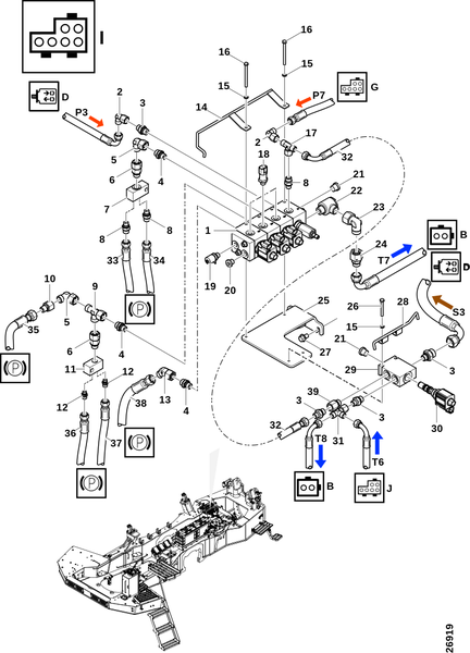 Соединения, блок тормозов "I"