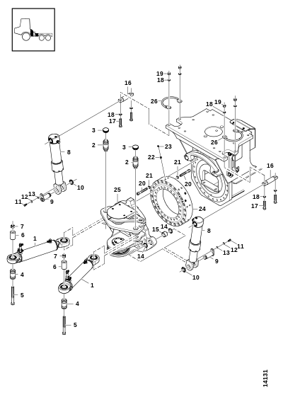 Соединение рамы, гидроцилиндры и шаровой поворотный стол