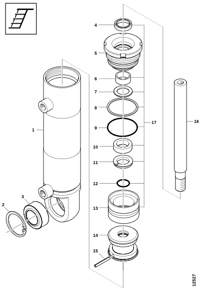 Гидроцилиндр, лестница кабины