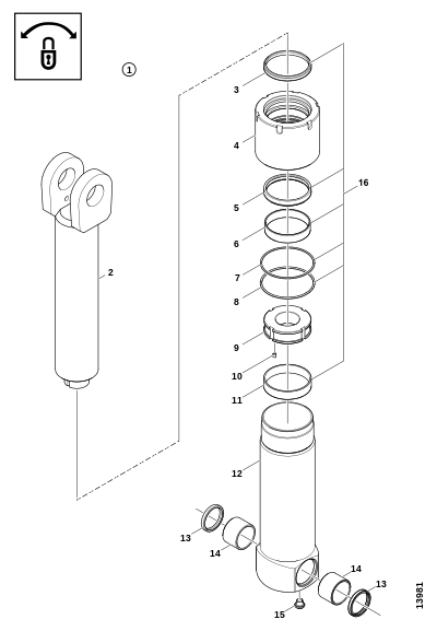 Гидроцилиндр, центральная стабилизация