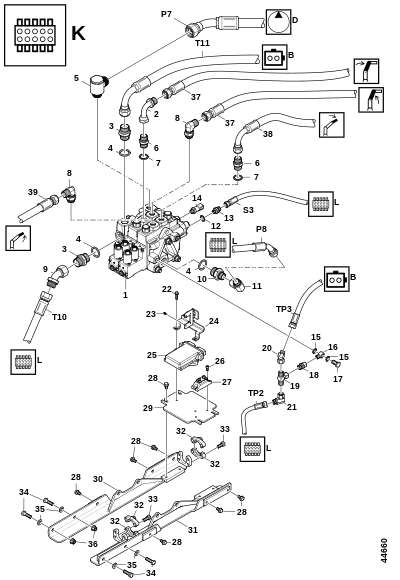 Подъёмный рычаг (K170LS) "K" s.310 № 01-
