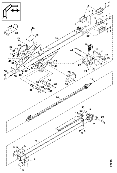 Гидроцилиндр 2,2 м, блок удлинения