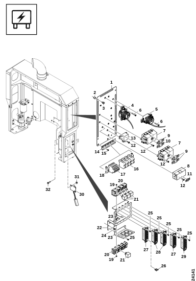Распределительная коробка, промежуточная крышка