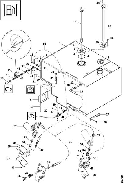 Топливный бак и заправочный насос