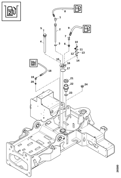 Топливный бак в передней раме