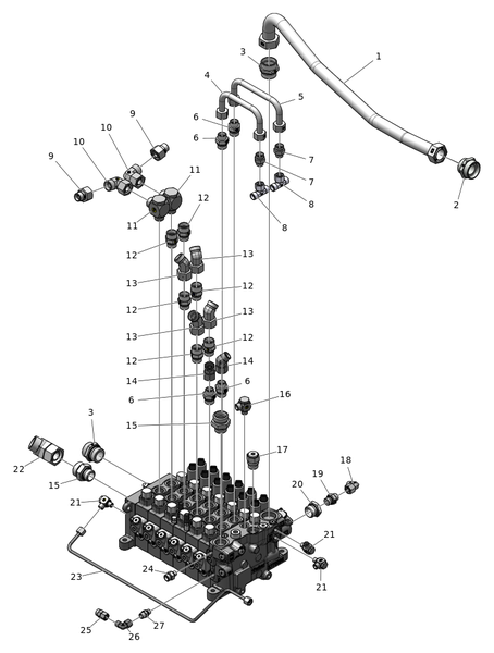 Соединения клапана манипулятора VA300 RK220