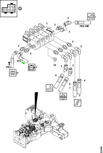 Соединения, сервисный блок "G"