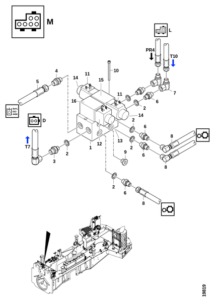 Соединения,​ клапан переключения передач "M"