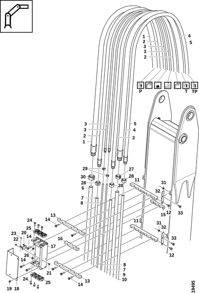 Шланги и трубы, манипулятор, верхние