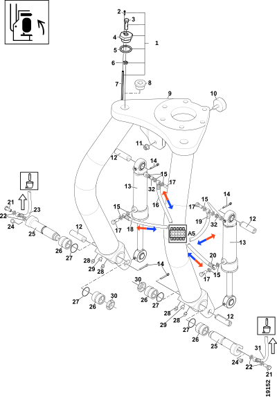 Качающийся рычаг и оси