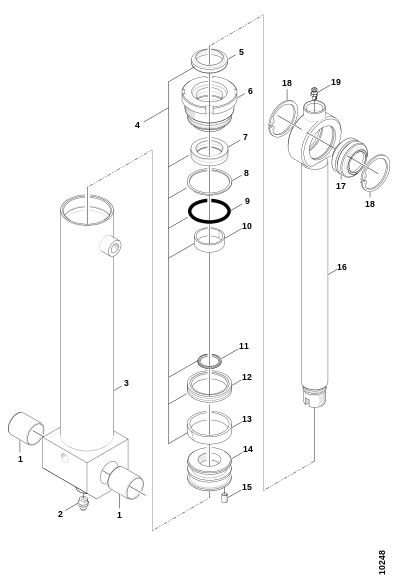 Гидроцилиндр, верхние ножи сучкорезки
