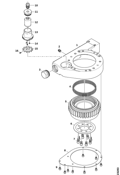 Корпус с энкодером положения пилы