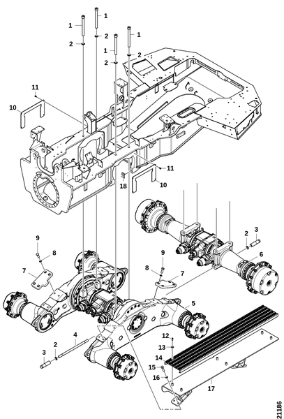Крепление тележки, задняя рама