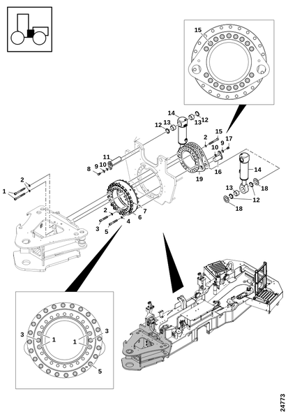 Соединение рамы и шаровой поворотный стол