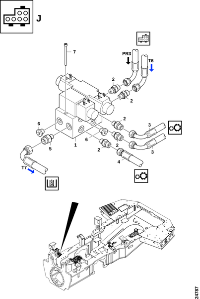 Соединения, сервисный блок "J"