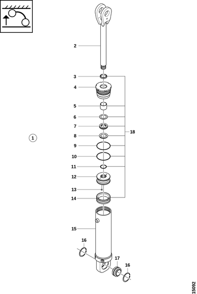 Гидроцилиндр, подъём передней тележки