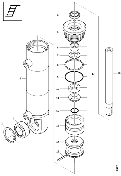 Гидроцилиндр, лестница кабины