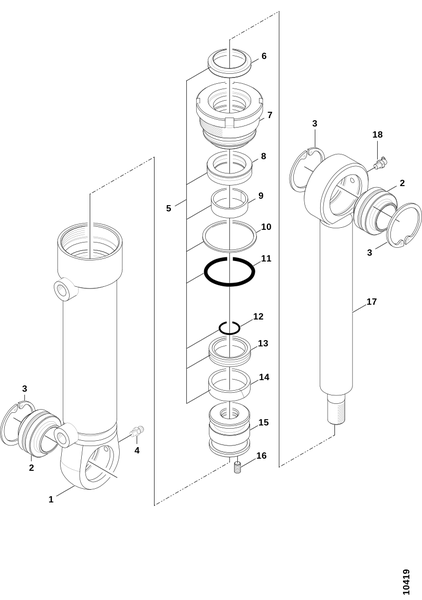 Гидроцилиндр, нижние ножи сучкорезки