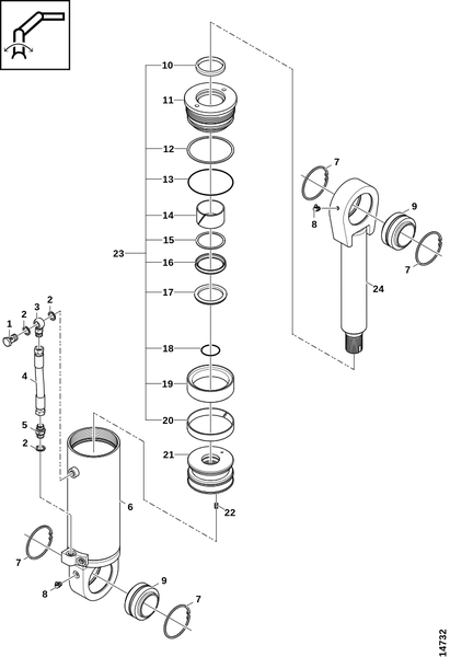 Гидроцилиндр, наклон манипулятора RK50