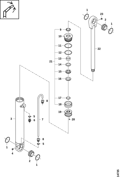 Гидроцилиндр, коромысло RK50