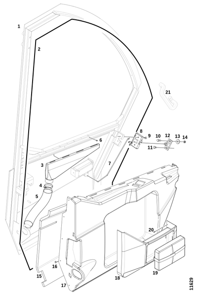 Кабина внутри, дверь правая
