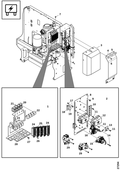 Распределительная коробка, промежуточная крышка