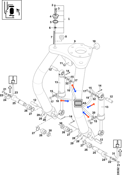 Качающийся рычаг и оси